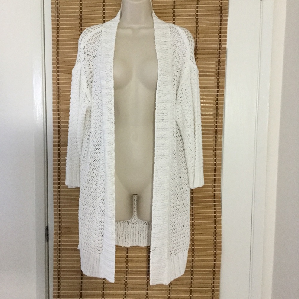 Talbots White Open Cardigan Size Small - image 1